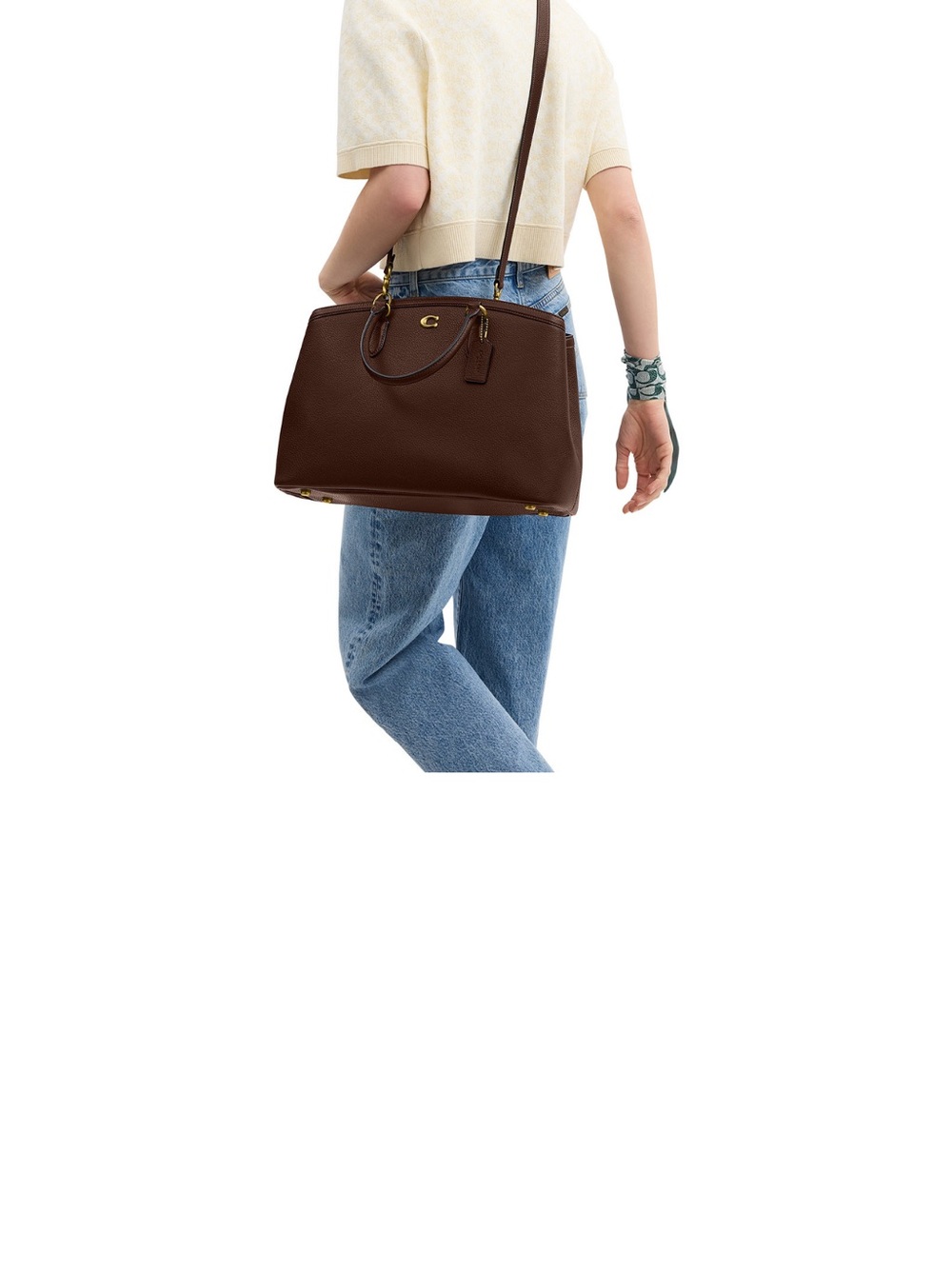 Coach Dark Brown Pebbled Leather Satchel with Shoulder Strap - Picture 4 of 8